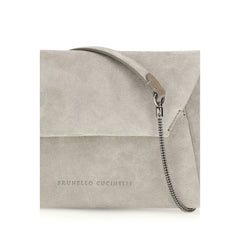 Brunello Cucinelli Gray Calf Leather Bos Taurus Clutch Bag