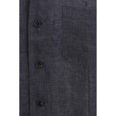 Brunello Cucinelli Gray Linen Pattern Shirt