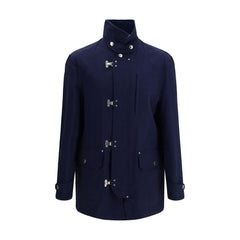 Brunello Cucinelli Blue Cotton Full-Length Jacket