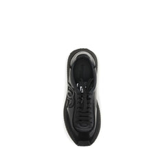 Dolce & Gabbana Black Calf Leather Bos Taurus Athletic Sneakers