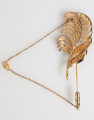 Dolce & Gabbana Gold Sterling Silver925 Leaf Embellished Lapel Pin Brooch