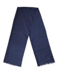 Dolce & Gabbana Blue Cashmere Fringes Wrap Foulard 70cm x 200cm Scarf Men