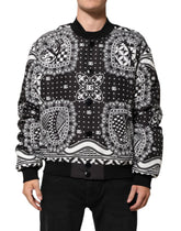 Dolce & Gabbana Black White BandanaPrint Men Bomber Jacket