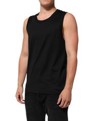 Dolce & Gabbana Black Cotton Sleeveless Men Tank Top T-shirt