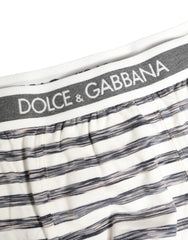 Dolce & Gabbana Gray White Stripes Men Regular Boxer Underwear