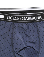 Dolce & Gabbana Dark Blue Polka Dots Men Bike Shorts Underwear