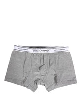 Dolce & Gabbana Gray Logo Waistband Cotton Men Boxer Underwear