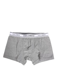 Dolce & Gabbana Gray Logo Waistband Cotton Men Boxer Underwear