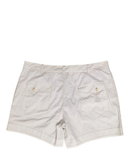 Dolce & Gabbana White Cotton Mid Waist Chino Bermuda Shorts