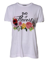 Dolce & Gabbana White D&G Is Flowers Embellished T-shirt