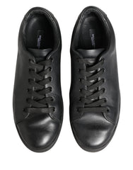 Dolce & Gabbana Black Leather Low Top Lace Up Sneakers Shoes