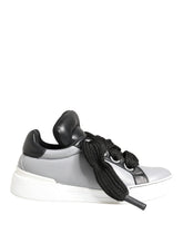 Dolce & Gabbana Gray Leather Low Top Lace Up Sneakers Shoes