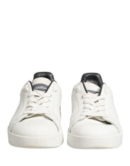 Dolce & Gabbana White Black Portofino Leather Sneakers Shoes