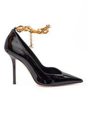 Jimmy Choo Black Patent Leather Diamond Talura Pumps