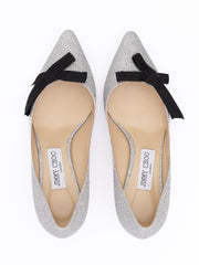 Jimmy Choo Silver Fine Glitter Fabric Romy 60 Pumps