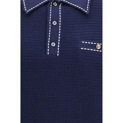 Versace Blue Cotton Polo Shirt