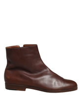 Dolce & Gabbana Brown Leather Flats Biker Ankle Boots Shoes
