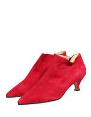 Dolce & Gabbana Red Suede Ankle Boots Shoes