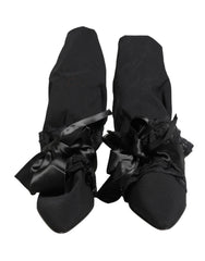 Dolce & Gabbana Black Suede Mid Calf Boots Shoes