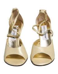 Dolce & Gabbana Beige Leather Stiletto Heels Sandals Shoes
