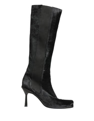 Dolce & Gabbana Black Suede Leather Knee High Boots Shoes
