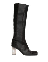 Dolce & Gabbana Black Suede Leather Knee High Boots Shoes