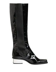 Dolce & Gabbana Black Patent Leather Knee High Boots Shoes