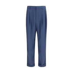 Saint Laurent Blue Silk Dress Pants
