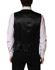 Dolce & Gabbana Black Wool Single Breasted Men Waistcoat Vest