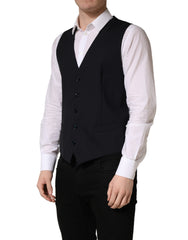 Dolce & Gabbana Black Wool Single Breasted Waistcoat Vest
