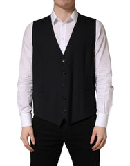 Dolce & Gabbana Black Wool Single Breasted Waistcoat Vest