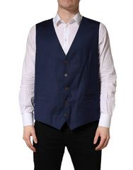 Dolce & Gabbana Navy Blue Wool Dress Formal Waistcoat Vest