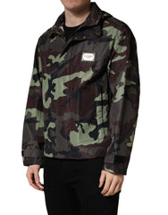 Dolce & Gabbana Multicolor Camouflage Hooded Bomber Jacket
