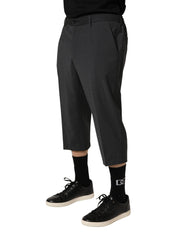Dolce & Gabbana Dark Gray Wool Cropped Chino Trouser Pants