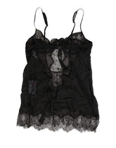 Dolce & Gabbana Black Silk Lace Lingerie Chemise Top Underwear