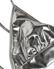 Dolce & Gabbana Metallic Silver Sleeveless Bustier Cropped Top