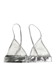 Dolce & Gabbana Metallic Silver Sleeveless Bustier Cropped Top