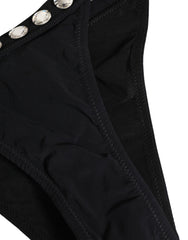 Dolce & Gabbana Black Crystal Embellished Bikini Bottom Swimwear