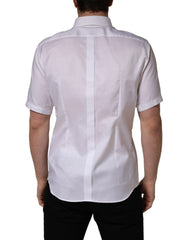 Dolce & Gabbana White Cotton Short Sleeves Button Down Shirt