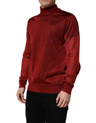 Dolce & Gabbana Red Long Sleeve TurtleNeck Pullover Sweater