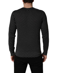 Dolce & Gabbana Black Polka Dot Crew Neck Pullover Sweater