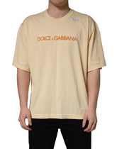 Dolce & Gabbana Yellow Logo Print Cotton Crew Neck T-shirt