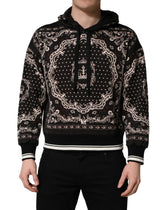 Dolce & Gabbana Black Bandana Print Cotton Men Hoodie Sweater