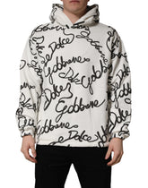 Dolce & Gabbana White Script Logo Print Cotton Sweatshirt Sweater