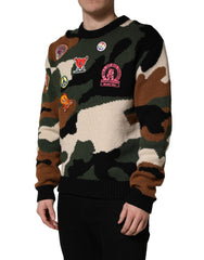 Dolce & Gabbana Multicolor Intarsia Knit Camouflage Pullover Sweater