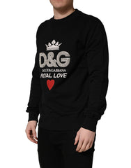 Dolce & Gabbana Black Embellished Cotton Sweatshirt Sweater