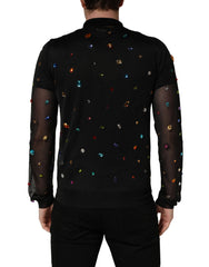 Dolce & Gabbana Black Crystal Embellished TurtleNeck Sweater