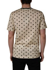 Dolce & Gabbana Beige Cotton Polka Dot Graphic Tee T-shirt