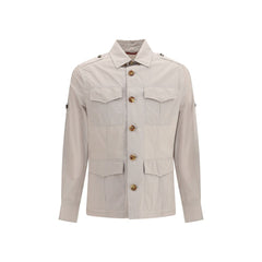 Brunello Cucinelli Beige Cotton Full-Length Jacket