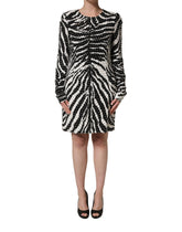Dolce & Gabbana Black White Zebra Rhinestones Mini Dress